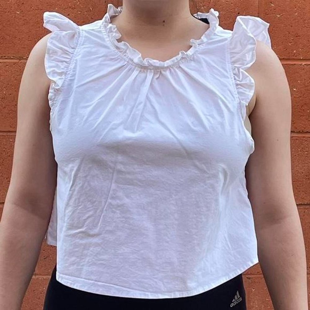 White Ruffle Shoulder Blouse